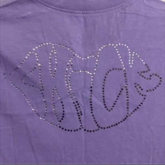 CHICK by NICKY HILTON Women's Short Sleeve T-Shirt w Clear & Brown Rhinestones - Picture 3 of 6